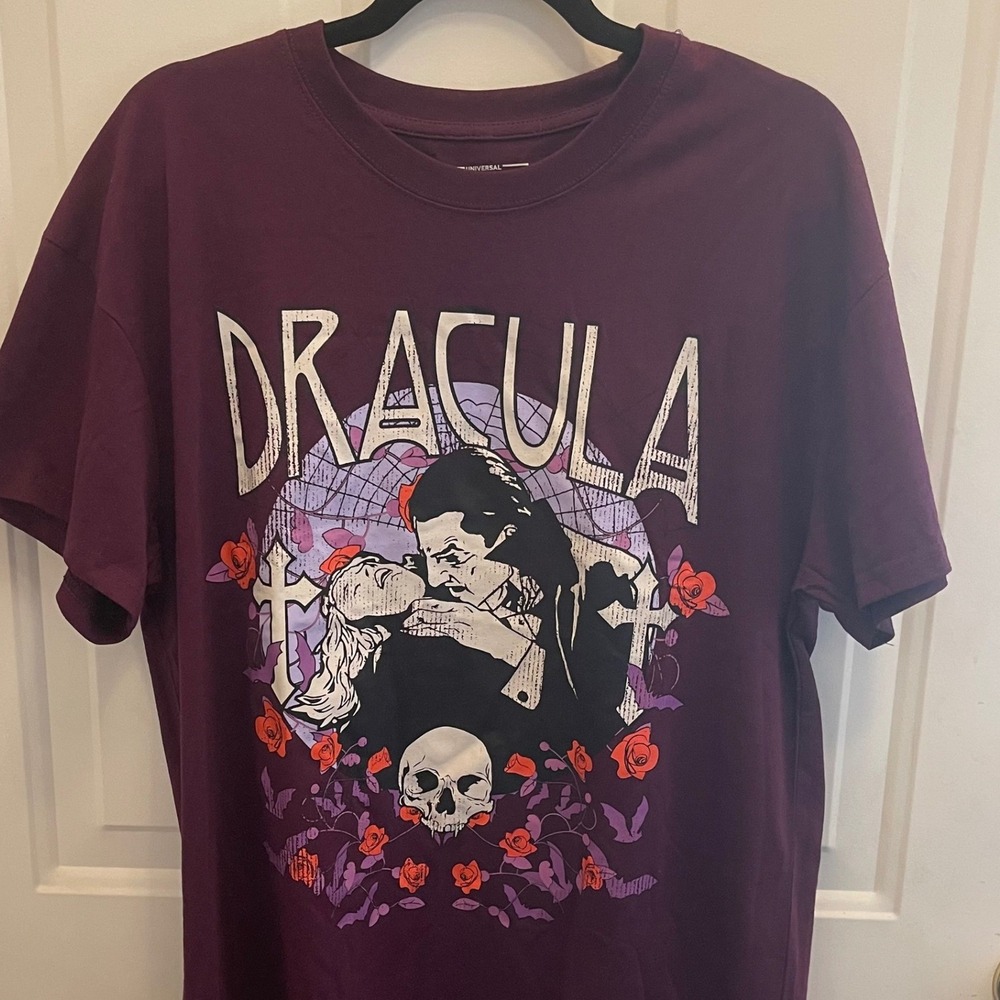 Universal Monsters Dracula Graphic T-Shirt Purple Horror Movie Mens Large L